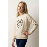 Breeze Kız Çocuk Sweatshirt Fiyonk Baskı Nakışlı Yazılı 6-12 Yaş, Krem - Krem Rengi - 6 Yaş
