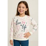 Breeze Kız Çocuk Sweatshirt Fiyonk & Kalp Baskılı 3-8 Yaş, Ekru
