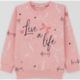 Breeze Kız Çocuk Sweatshirt Fiyonk & Kalp Baskılı 3-8 Yaş, Pembe