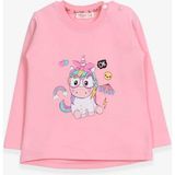 Breeze Kız Çocuk Sweatshirt Gözlüklü Unicorn Baskılı Pudra (1-4 Yaş) - 1 Yaş