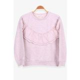 Breeze Kız Çocuk Sweatshirt Güpürlü 6-12 Yaş, Bej Melanj