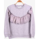Breeze Kız Çocuk Sweatshirt Güpürlü 6-12 Yaş, Gri Melanj