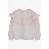 Breeze Kız Çocuk Sweatshirt Güpürlü Bej Melanj (6-12 Yaş) - 6 Yaş