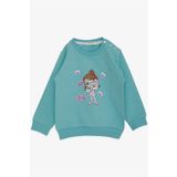 Breeze Kız Çocuk Sweatshirt Havalı Kız Baskılı 1.5-5 Yaş, Su Yeşili