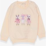 Breeze Kız Çocuk Sweatshirt Hayvancık Baskılı Krem (1.5-5 Yaş) - 1,5 Yaş - Krem Rengi
