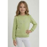 Breeze Kız Çocuk Sweatshirt Inci Taş Işlemeli 7-12 Yaş, Fıstık Yeşili
