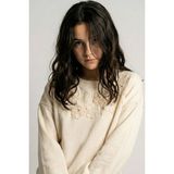 Breeze Kız Çocuk Sweatshirt Incili Çiçek Nakışlı 9-14 Yaş, Krem - Krem Rengi - 9 Yaş
