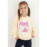 Breeze Kız Çocuk Sweatshirt Kalp Baskılı 2-6 Yaş, Krem - 3 Yaş - Krem Rengi