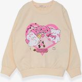 Breeze Kız Çocuk Sweatshirt Kalp Baskılı 2-6 Yaş, Krem - 4 Yaş - Krem Rengi