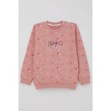 Breeze Kız Çocuk Sweatshirt Kalp Desenli Yazı Baskılı 1.5-5 Yaş, Gülkurusu - Gül Kurusu - 4 Yaş