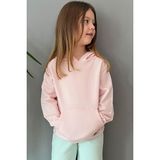 Breeze Kız Çocuk Sweatshirt Kanguru Cepli Armalı 4-8 Yaş, Pembe - 5 Yaş