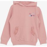 Breeze Kız Çocuk Sweatshirt Kanguru Cepli Yazı Baskılı Güpürlü 3-8 Yaş, Gülkurusu - Gül Kurusu - 3 Yaş