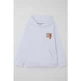 Breeze Kız Çocuk Sweatshirt Kapüşonlu Arma Detaylı 4-8 Yaş, Beyaz