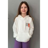 Breeze Kız Çocuk Sweatshirt Kapüşonlu Arma Detaylı 4-8 Yaş, Ekru - 4 Yaş