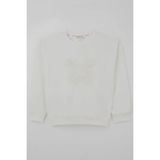 Breeze Kız Çocuk Sweatshirt Kelebek Aplike Nakışlı 8-12 Yaş, Ekru - 8 Yaş