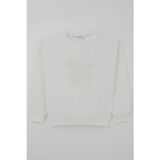 Breeze Kız Çocuk Sweatshirt Kelebek Aplike Nakışlı 8-12 Yaş, Ekru