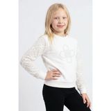 Breeze Kız Çocuk Sweatshirt Kolları Çiçek Aplike Işlemeli File Detaylı 5-10 Yaş, Ekru