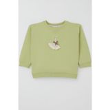 Breeze Kız Çocuk Sweatshirt Kuğu Armalı Fiyonk Detaylı 2-6 Yaş, Fıstık Yeşili