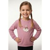 Breeze Kız Çocuk Sweatshirt Kuğu Armalı Fiyonk Detaylı 2-6 Yaş, Gülkurusu - Gül Kurusu - 2 Yaş