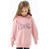 Breeze Kız Çocuk Sweatshirt Nakışlı Yazı Baskılı Pudra (2-6 Yaş) - 5 Yaş