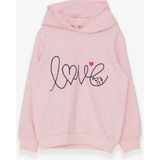 Breeze Kız Çocuk Sweatshirt Nakışlı Yazı Baskılı Somon Melanj (2-6 Yaş) - 5 Yaş