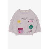 Breeze Kız Çocuk Sweatshirt Okul Temalı 1-4 Yaş, Bej Melanj
