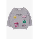 Breeze Kız Çocuk Sweatshirt Okul Temalı 1-4 Yaş, Gri Melanj - 1 Yaş