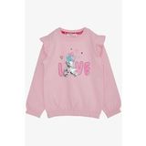 BREEZE Kız Çocuk Sweatshirt Pullu Ayıcık Aksesuarlı Simli Yazı Baskılı 1.5-5 Yaş, Pembe