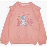 Breeze Kız Çocuk Sweatshirt Pullu Ayıcık Aksesuarlı Simli Yazı Baskılı 1.5-5 Yaş, Somon - 2 Yaş