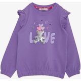 Breeze Kız Çocuk Sweatshirt Pullu Ayıcık Aksesuarlı Simli Yazı Bazkılı 1.5-5 Yaş, Eflatun - 1,5 Yaş