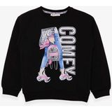 Breeze Kız Çocuk Sweatshirt Pullu Baskılı 9-14 Yaş, Siyah - 12 Yaş