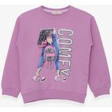 Breeze Kız Çocuk Sweatshirt Pullu Baskılı Eflatun (9-14 Yaş) - 10 Yaş