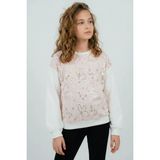 Breeze Kız Çocuk Sweatshirt Pullu Kelebek Işlemeli Tülü Çiçek Detaylı 8-12 Yaş, Pembe - 9 Yaş