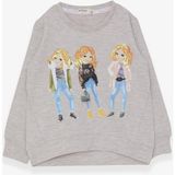 Breeze Kız Çocuk Sweatshirt Pullu Kız Baskılı 3-8 Yaş, Bej Melanj - 3 Yaş