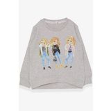 Breeze Kız Çocuk Sweatshirt Pullu Kız Baskılı 3-8 Yaş, Bej Melanj