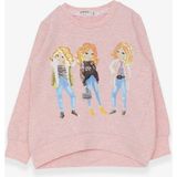 Breeze Kız Çocuk Sweatshirt Pullu Kız Baskılı 3-8 Yaş, Somon Melanj - 3 Yaş