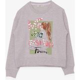Breeze Kız Çocuk Sweatshirt Pullu Kız Baskılı 8-14 Yaş, Bej Melanj - 9 Yaş
