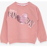 Breeze Kız Çocuk Sweatshirt Pullu Yazı Baskılı Gülkurusu (4-8 Yaş) - 5 Yaş - Gül Kurusu