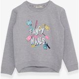 Breeze Kız Çocuk Sweatshirt Renkli Oje Baskılı 6-12 Yaş, Gri Melanj - 8 Yaş