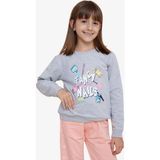 Breeze Kız Çocuk Sweatshirt Renkli Oje Baskılı 6-12 Yaş, Gri Melanj - 9 Yaş