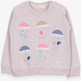 Breeze Kız Çocuk Sweatshirt Şemsiyeli Kız Baskılı 1.5-5 Yaş, Bej Melanj - 2 Yaş