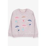 Breeze Kız Çocuk Sweatshirt Şemsiyeli Kız Baskılı 1.5-5 Yaş, Bej Melanj