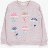 Breeze Kız Çocuk Sweatshirt Şemsiyeli Kız Baskılı Bej Melanj (1.5-5 Yaş) - 4 Yaş