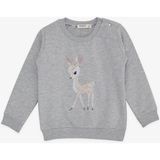 Breeze Kız Çocuk Sweatshirt Sevimli Ceylan Baskılı 1.5-5 Yaş, Gri Melanj - 1,5 Yaş