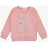 Breeze Kız Çocuk Sweatshirt Sevimli Ceylan Baskılı 1.5-5 Yaş, Pembe - 1,5 Yaş