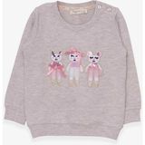 Breeze Kız Çocuk Sweatshirt Sevimli Hayvancıklar Baskılı 1.5-5 Yaş, Bej Melanj - 2 Yaş