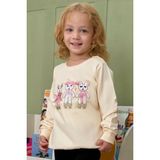 Breeze Kız Çocuk Sweatshirt Sevimli Hayvancıklar Baskılı 1.5-5 Yaş, Krem - Krem Rengi
