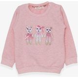 Breeze Kız Çocuk Sweatshirt Sevimli Hayvancıklar Baskılı 1.5-5 Yaş, Somon Melanj - 1,5 Yaş