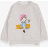 Breeze Kız Çocuk Sweatshirt Sevimli Kız Baskılı 1.5-5 Yaş, Bej Melanj - 1,5 Yaş