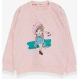 Breeze Kız Çocuk Sweatshirt Sevimli Kız Baskılı 1.5-5 Yaş, Somon Melanj - 2 Yaş